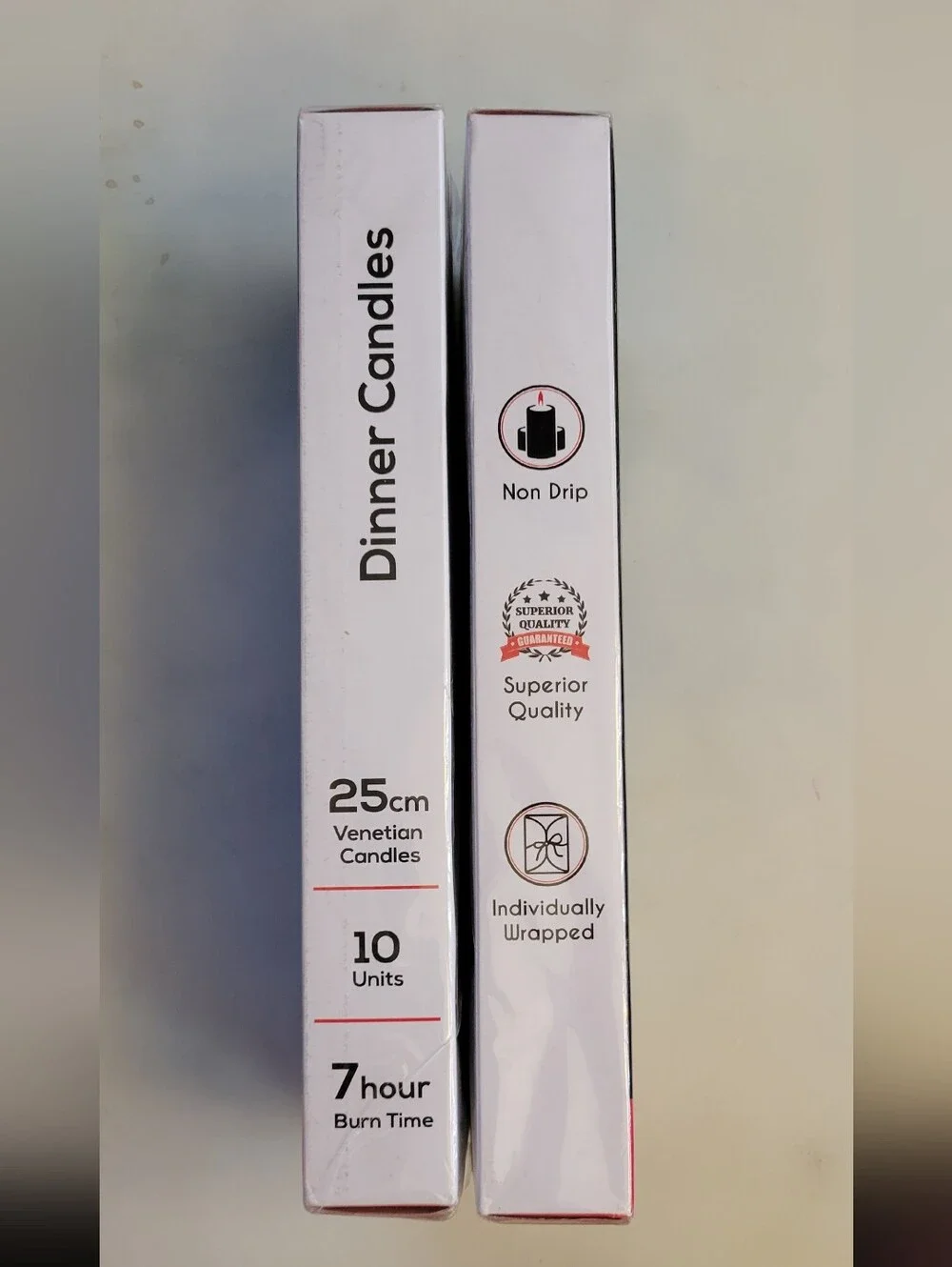 European Handmade Tapered Dinner Candles - Red, NIP